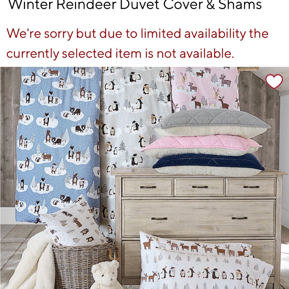 Pottery Barn Kids winter Pink blush Reindeer Duvet Cover and sham organic cotton - Picture 3 of 10
